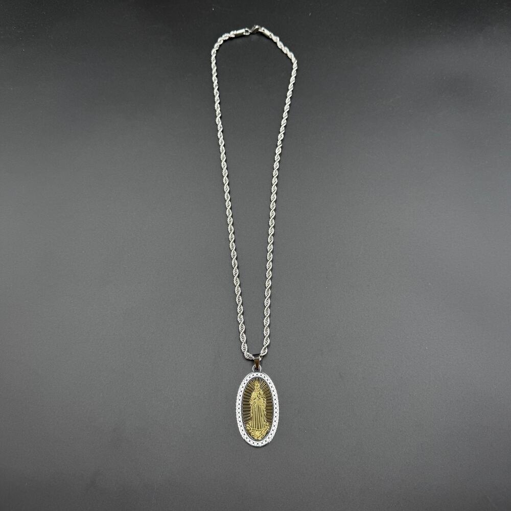 Edforce Stainless Steel Necklace Silver Tone Religious Pendant